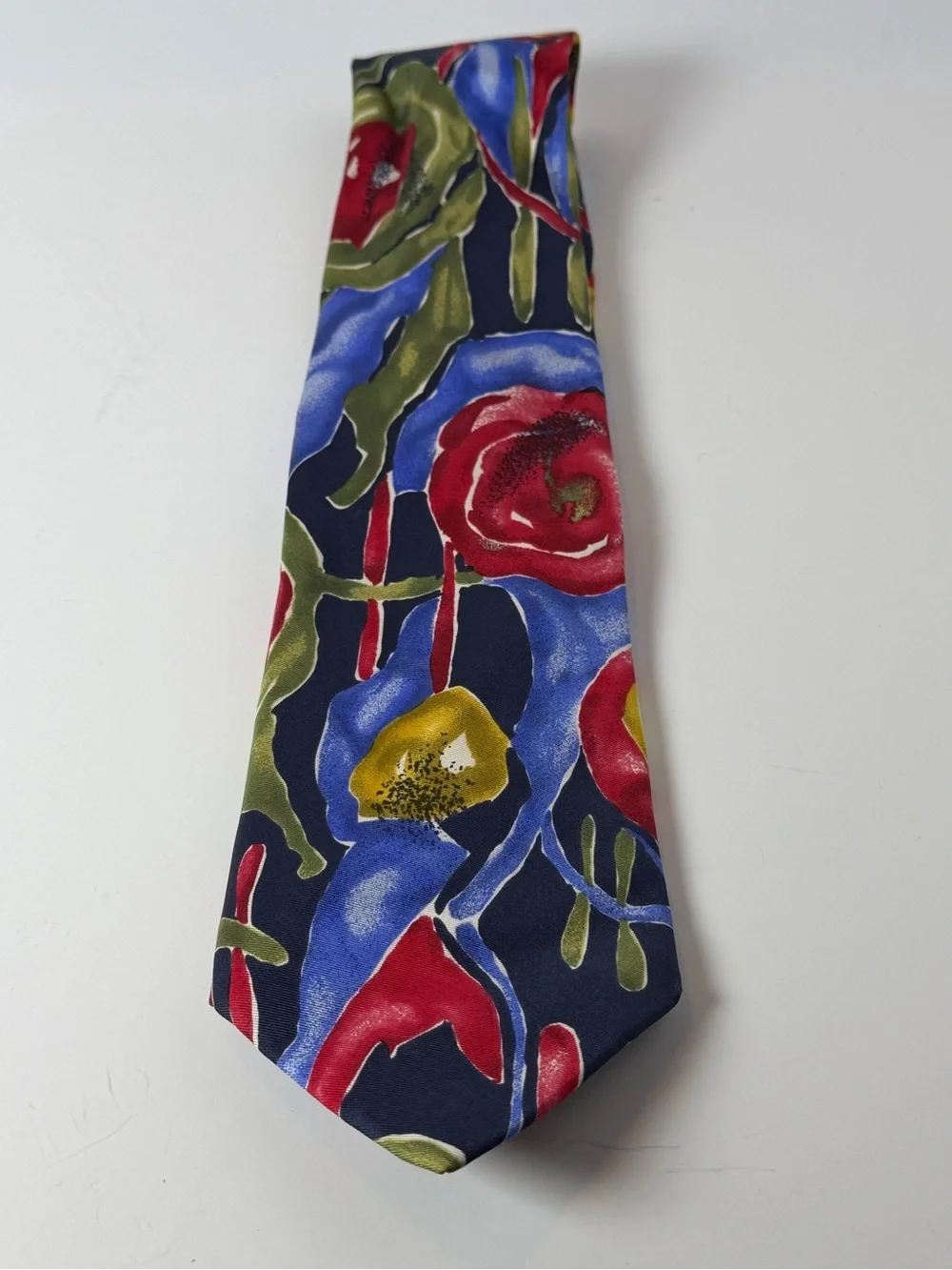 Vintage Pierre Cardin Silk Necktie - Abstract Floral Art Print - Made in France